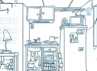 Concept art of the kitchen - made by Anna Nissen